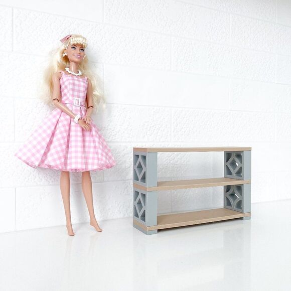 Miniature Mid-Century Modern Breeze Blocks Bookshelf Diamond 1:6 Scale Barbie - Picture 1 of 3